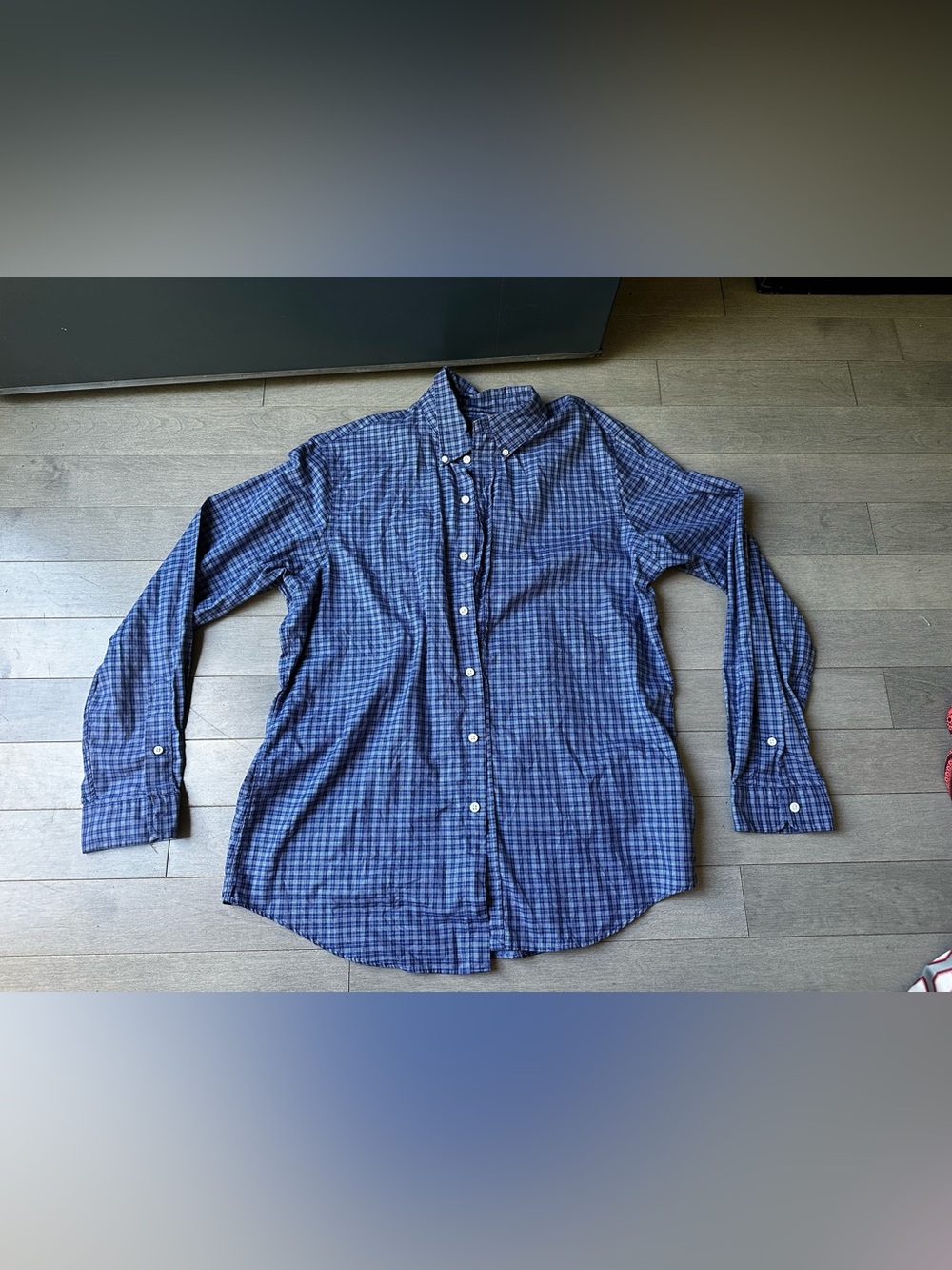 Men’s Ralph Lauren Blue Plaid Long Sleeve Button Down Dress Shirt Office Wedding